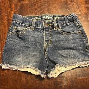 Cat & Jack Blue Denim Shorts with Lace Hem